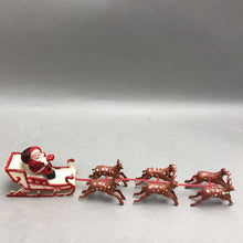 Load image into Gallery viewer, Vintage 1960's Mini Plastic Christmas Santa Sleigh and Reindeer Hong Kong (10")
