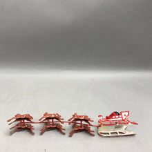 Load image into Gallery viewer, Vintage 1960's Mini Plastic Christmas Santa Sleigh and Reindeer Hong Kong (10")
