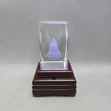 Load image into Gallery viewer, Laser Etched Glass Guardian Angel w/ Illuminated Wooden Base (~5x3x3)
