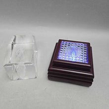 Load image into Gallery viewer, Laser Etched Glass Guardian Angel w/ Illuminated Wooden Base (~5x3x3)
