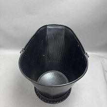 Load image into Gallery viewer, Coal Ash Bucket Scuttle Black Metal Ribbed with Metal Handle (11x1612)
