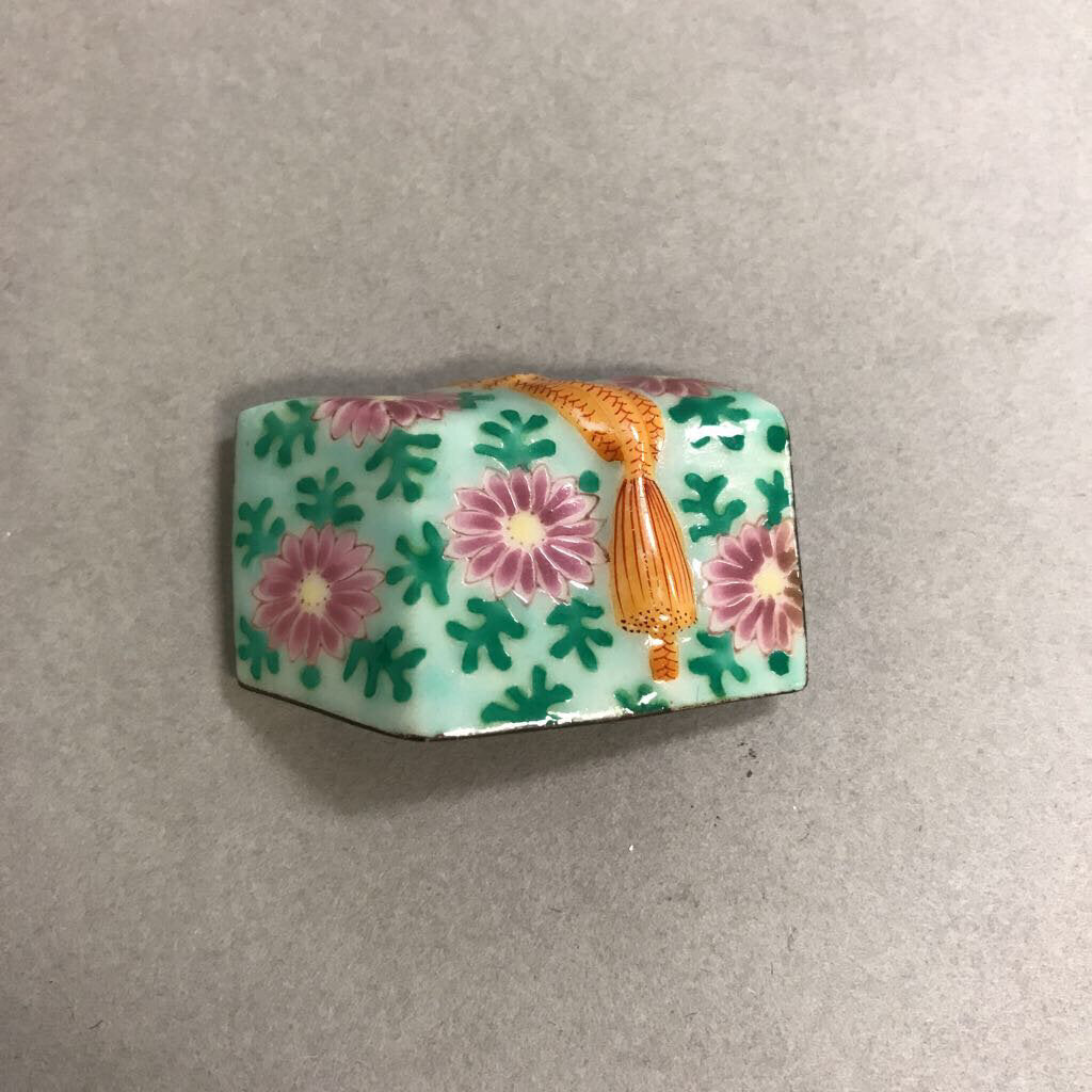 Hand Painted Floral Cube Porcelain Slide Pendant