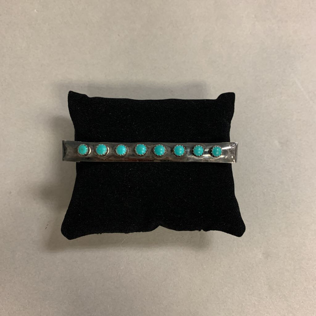 Sterling Turquoise 8 Stone Barrette Piece