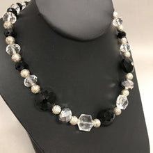 Load image into Gallery viewer, Clear Black &amp; Silver Crystal Beaded Necklace
