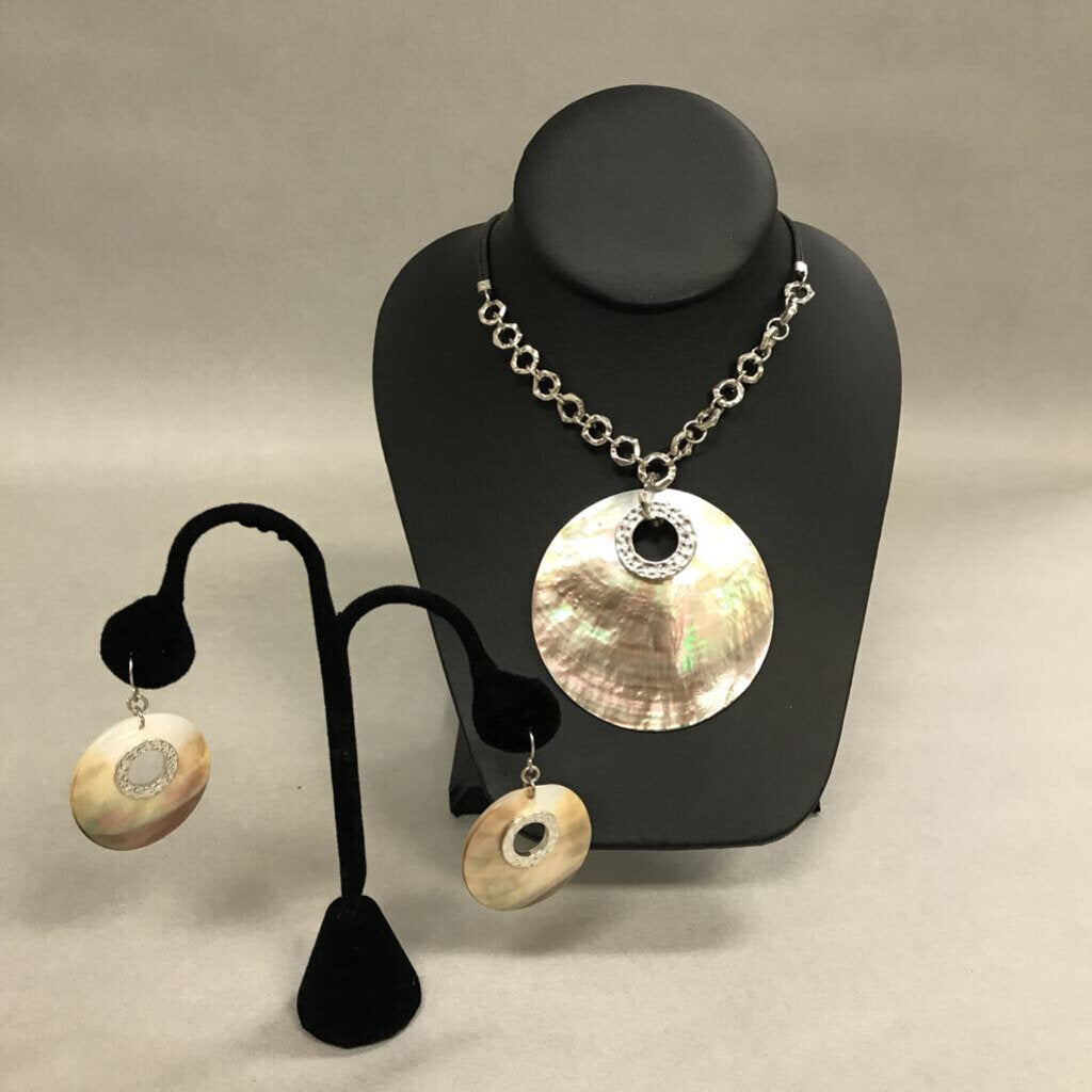 Abalone Disc Pendant & Earrings Set