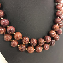 Load image into Gallery viewer, Brown Marbled Lucite 2 Strand Necklace
