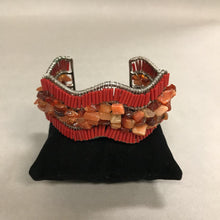 Load image into Gallery viewer, Carnelian Chip Bead Zigzag Cuff Bracelet
