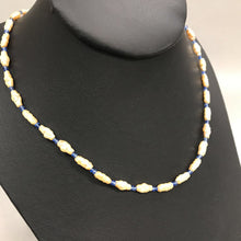 Load image into Gallery viewer, Delicate Freshwater Pearl Blue Seed Bead Necklace

