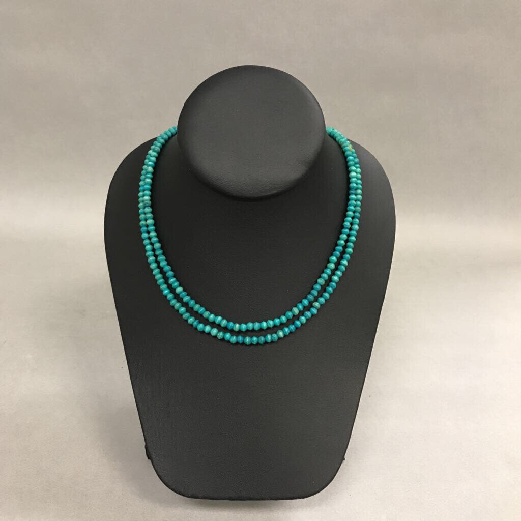 Turquoise Glass Bead 2 Strand Necklace