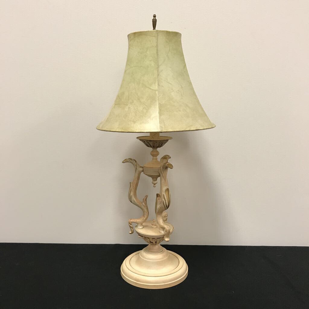 White Wash Metal Table Lamp with Gold Accents (30