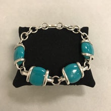 Load image into Gallery viewer, Sterling Wrapped Teal Marbles Bracelet
