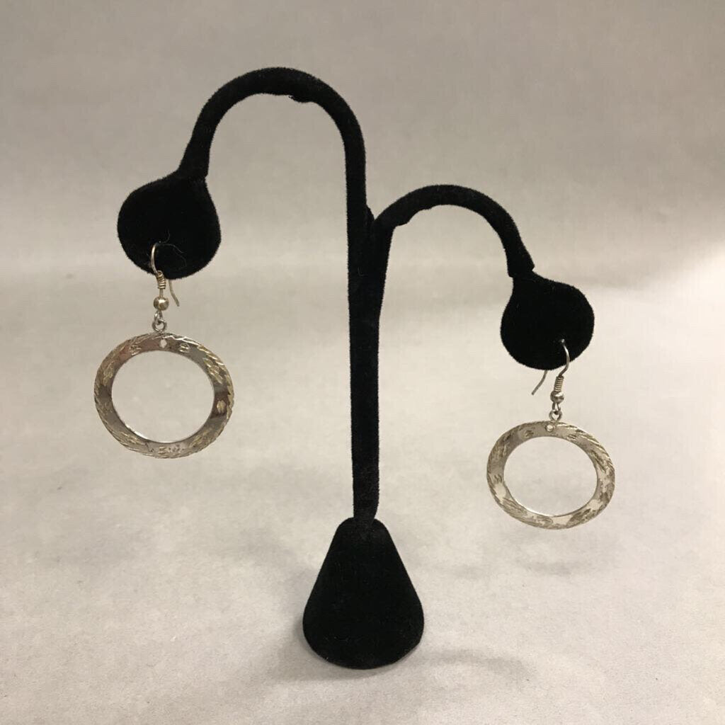 Sterling Etched Circle Earrings