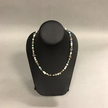 Load image into Gallery viewer, Aqua Crystal Faux Pearl Silver Beaded Necklace
