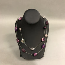 Load image into Gallery viewer, Purple Shell Silvertone Layered Beaded Necklace
