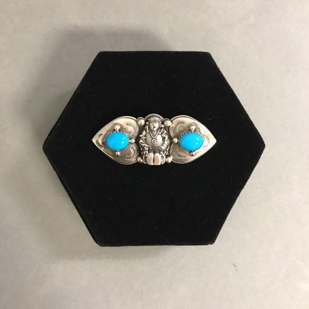 SC Sterling Turquoise Sitting Person Pin