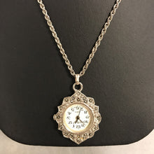 Load image into Gallery viewer, Silvertone Marcasite Pocketwatch Necklace
