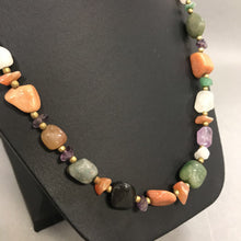 Load image into Gallery viewer, Brass Multi-Stone Chunk Bead Necklace
