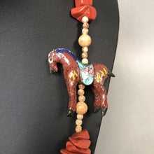 Load image into Gallery viewer, Vintage Stone Bead Porcelain Horse Necklace
