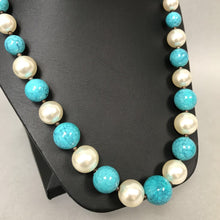 Load image into Gallery viewer, Faux Turquoise &amp; Pearl Graduated Bead Necklace &amp; Bracelet Set
