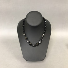 Load image into Gallery viewer, Vintage Faceted Black Bead w/ Rhinestone Necklace
