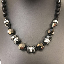 Load image into Gallery viewer, Vintage Faceted Black Bead w/ Rhinestone Necklace
