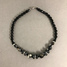 Load image into Gallery viewer, Vintage Faceted Black Bead w/ Rhinestone Necklace
