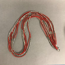 Load image into Gallery viewer, Long Layered Seed &amp; Silver Bead Necklace

