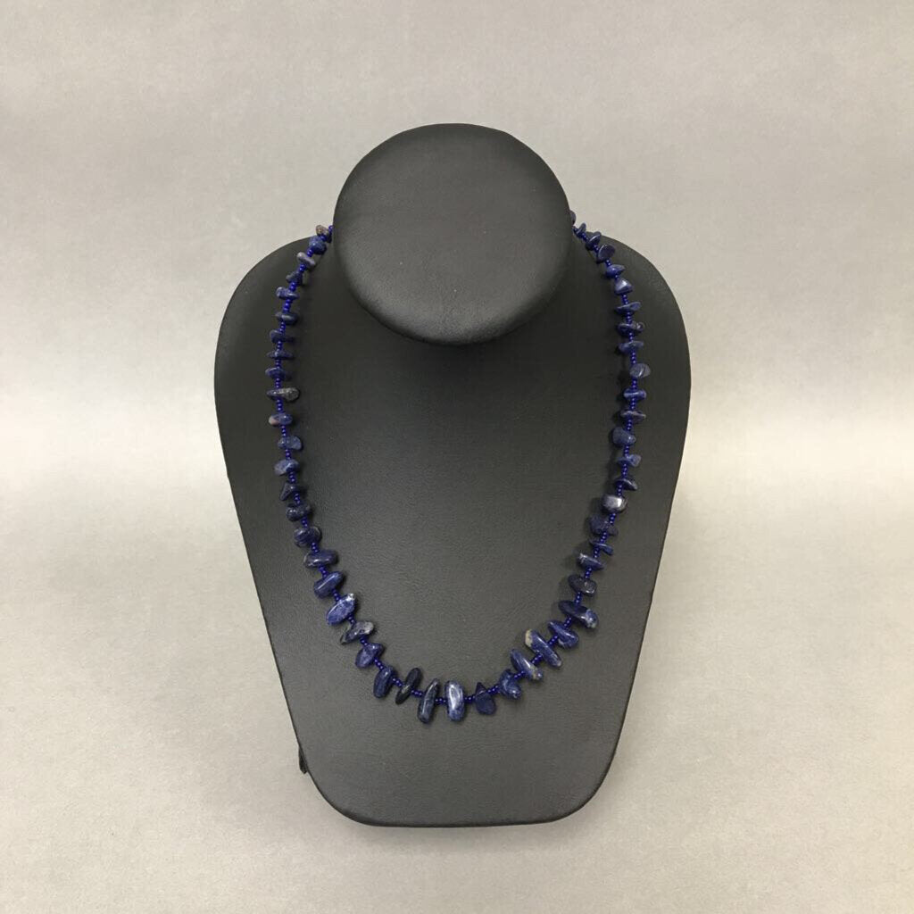 Lapis Chunk Seed Bead Necklace