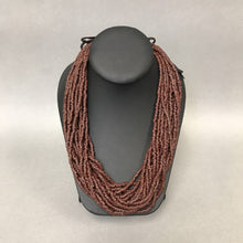 Load image into Gallery viewer, Layered Brown Resin Bead Leather Tie Necklace
