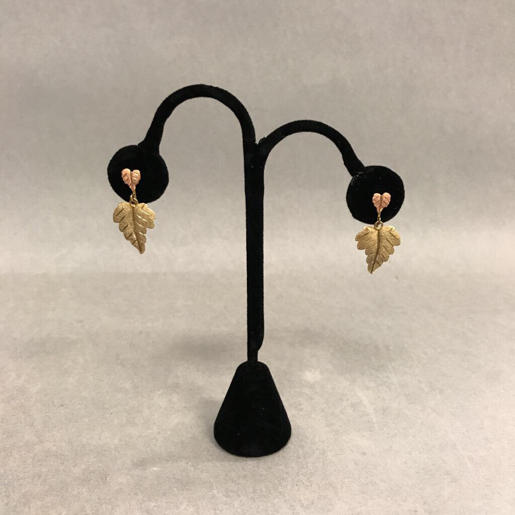 12K Black Hills Gold Leaf Earrings w/ Gold Filled Screw Posts
