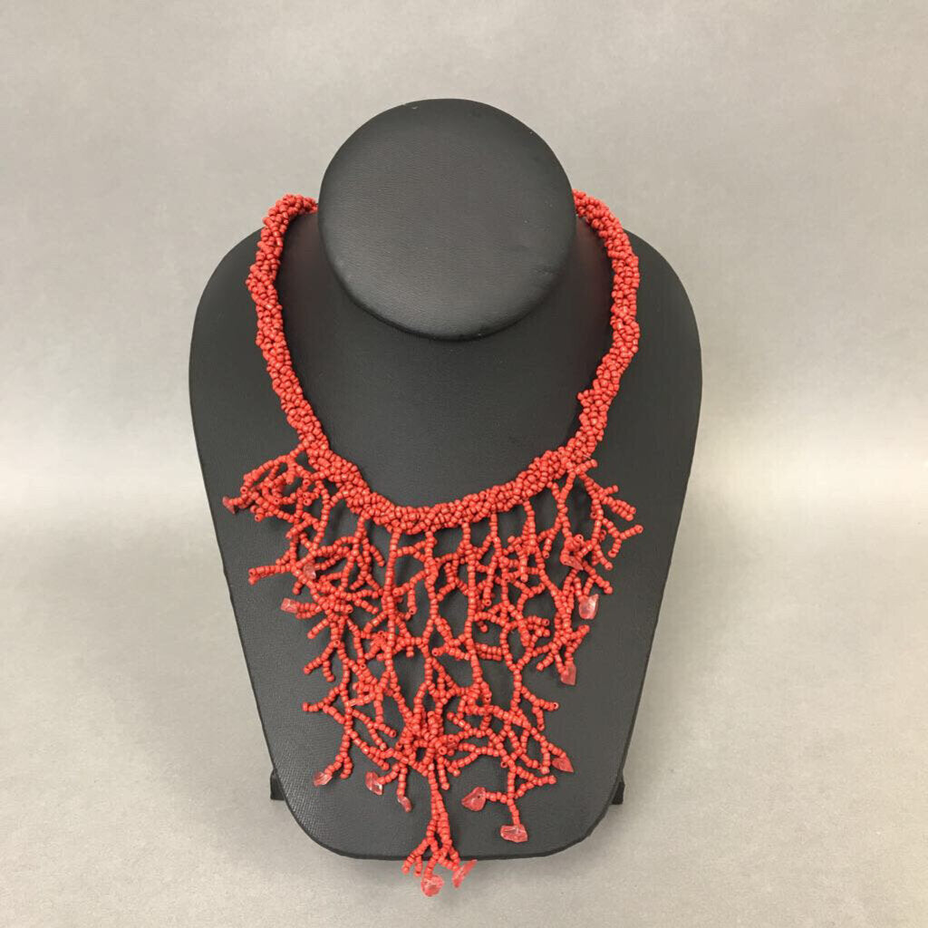 Seed Bead Coral Branch Necklace