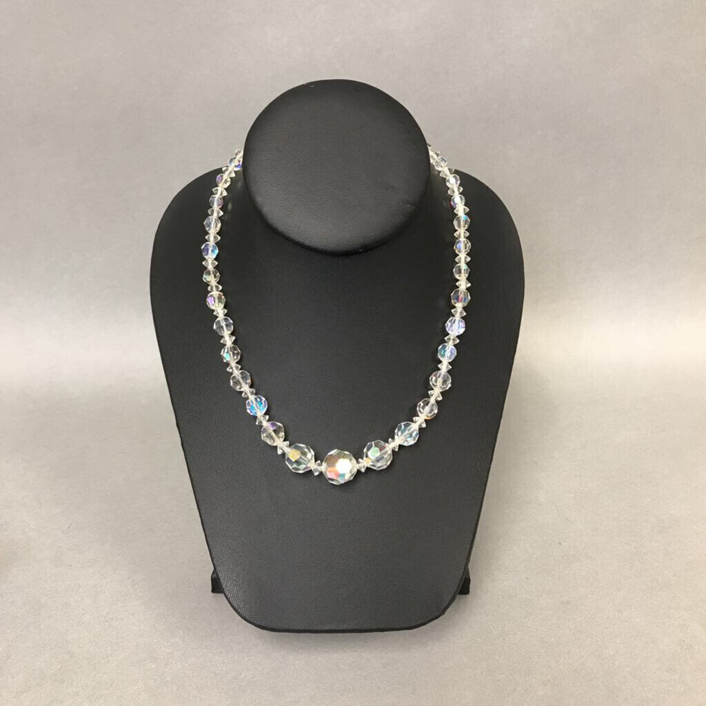 Iridescent Crystal Graduated Bead Necklace