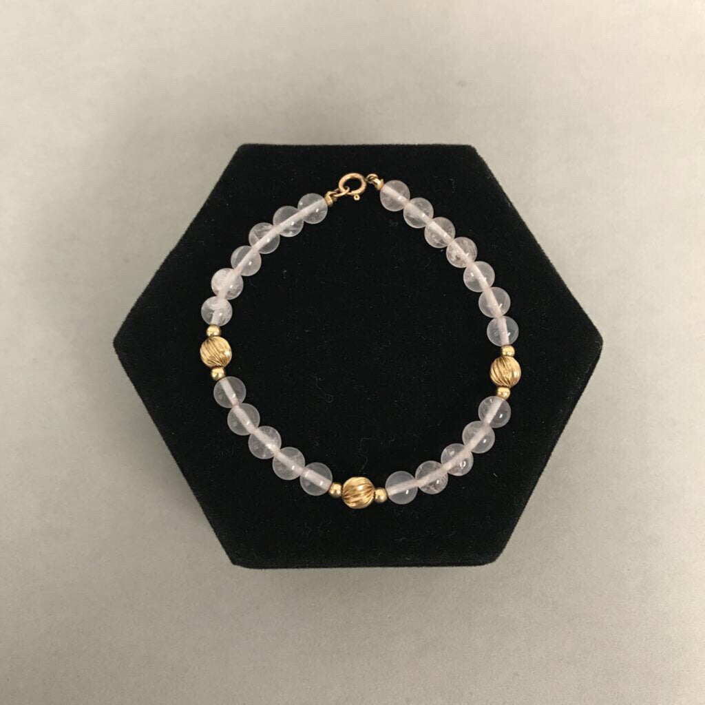 1/20 14K Gold Filled Rose Quartz Bead Bracelet