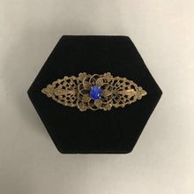 Load image into Gallery viewer, Vintage Brass Filigree w/ Blue Stone Pin
