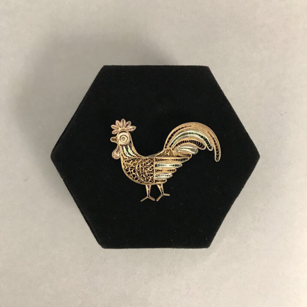 Vintage Rooster Filigree Pin
