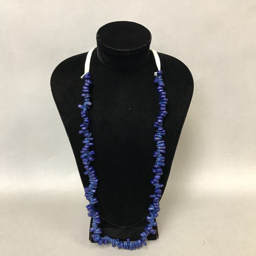 Blue Dyed Corn Suede Necklace