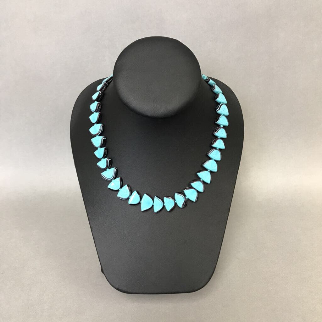 Turquoise Glass Art Bead Necklace