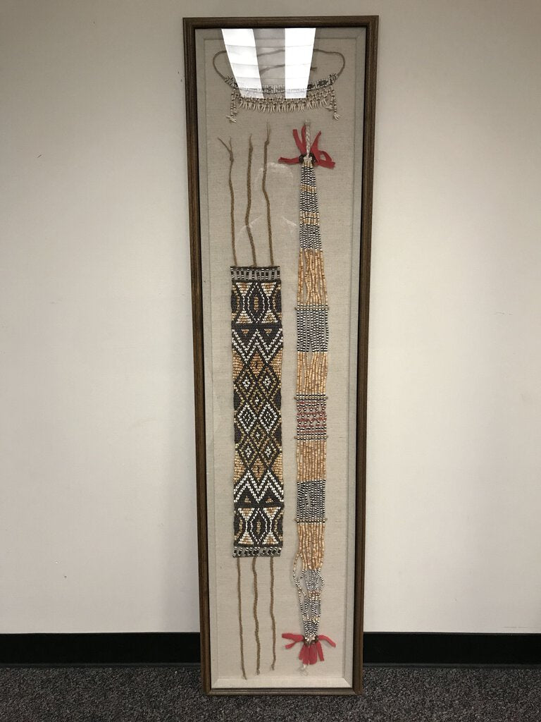 Framed New Guinea Tribal Bead Work Artifacts (62x16)