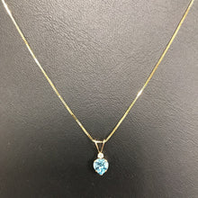 Load image into Gallery viewer, 14K Gold Aquamarine, Diamond Necklace (1.5g)
