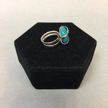 Load image into Gallery viewer, Sterling Teal Glass Wire Wrap Adjustable Ring
