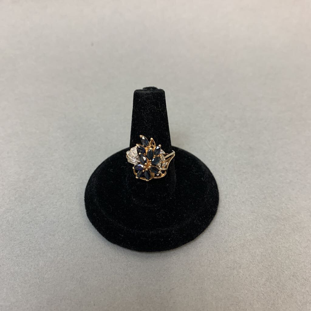 14K Gold Spinel & Diamond Ring (AS-IS) sz 6 (3.2g)