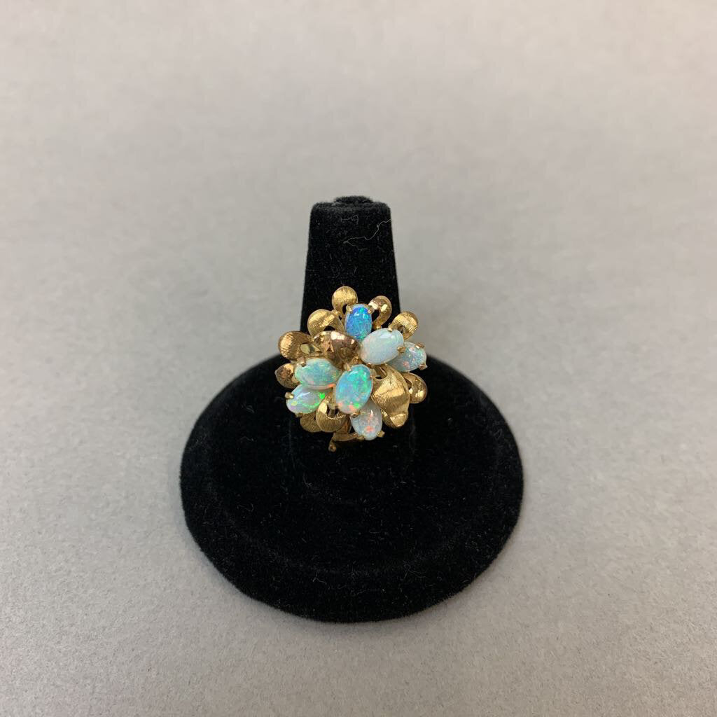 Vintage 14K Gold Ethiopian Opal Cocktail Ring sz 5 (5.8g)