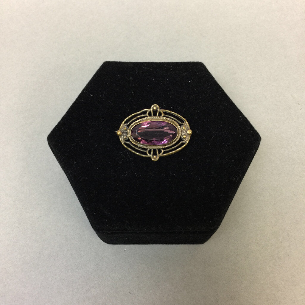 Victorian Gold Filled Purple Gem Pin