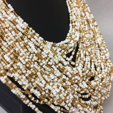 Load image into Gallery viewer, White &amp; Gold Layered Seed Bead Necklace
