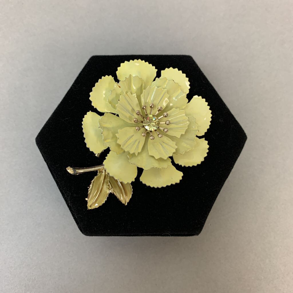 Vintage Coro Large Enamel Flower Pin