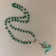 Load image into Gallery viewer, Mooncalf Handmade Green Resin Sparrow Rosary Chain
