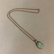 Load image into Gallery viewer, Mooncalf Handmade Recycled Vintage Turquoise Resin Cabochon Pendant on Vintage Chain
