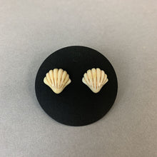Load image into Gallery viewer, Carved Bone Shell Stud Earrings w/ 14K Gold Posts
