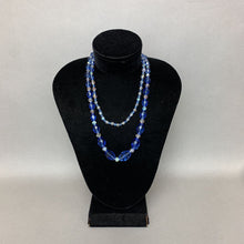 Load image into Gallery viewer, Vintage Faceted Graduated Lt Blue &amp; Iridescent Crystal Bead Necklace
