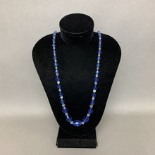Load image into Gallery viewer, Vintage Faceted Graduated Lt Blue &amp; Iridescent Crystal Bead Necklace
